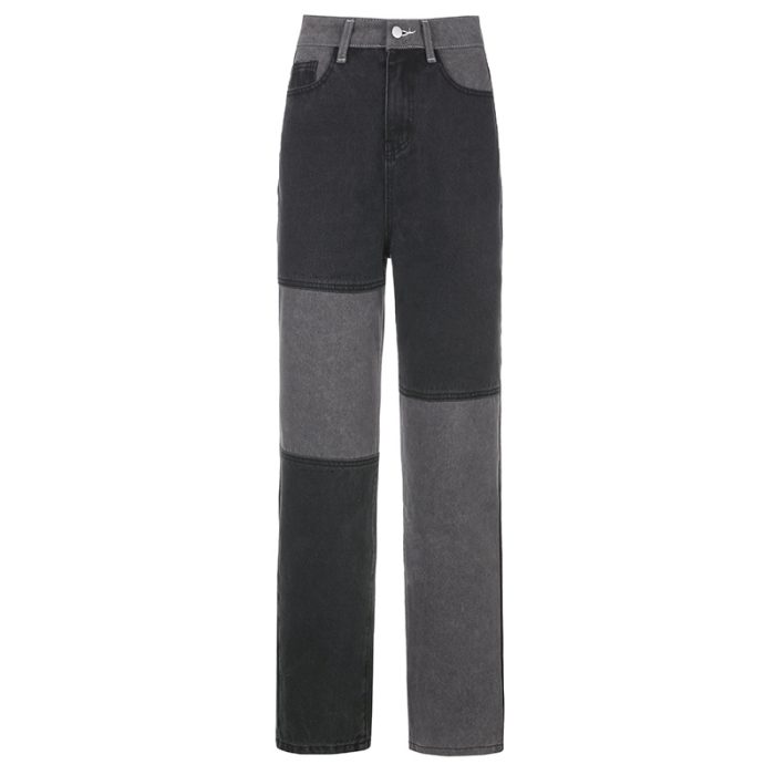 contrasting stitching high rise straight leg5
