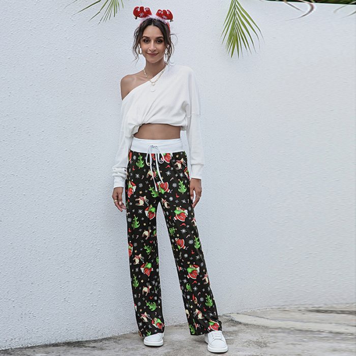 drawstring christmas snowflake pants0d 6