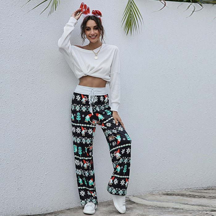 drawstring christmas snowflake pants1 6