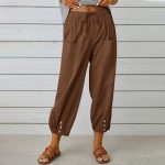 drawstring tie cotton trousers1ce 7