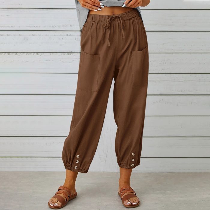 drawstring tie cotton trousers1ce 7