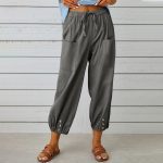 drawstring tie cotton trousers8b 8