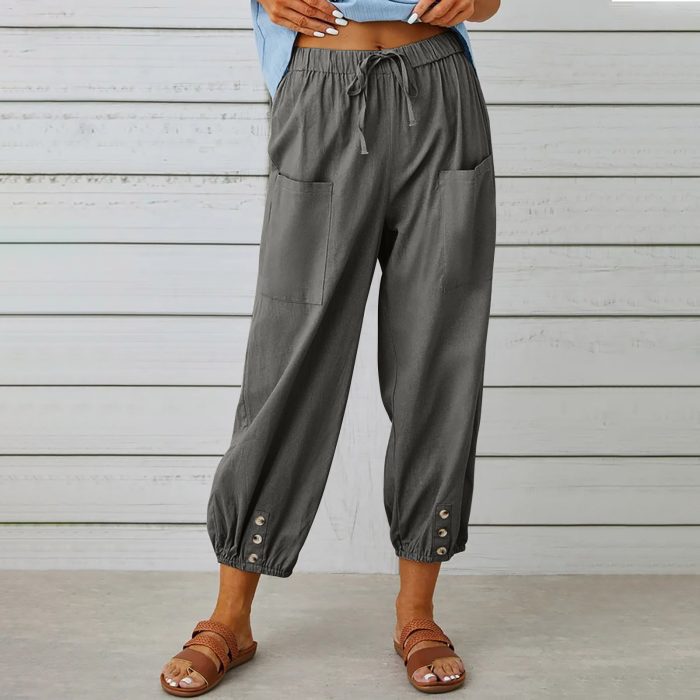 drawstring tie cotton trousers8b 8