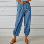 drawstring tie cotton trousers8db 7