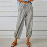 drawstring tie cotton trousers8f 6