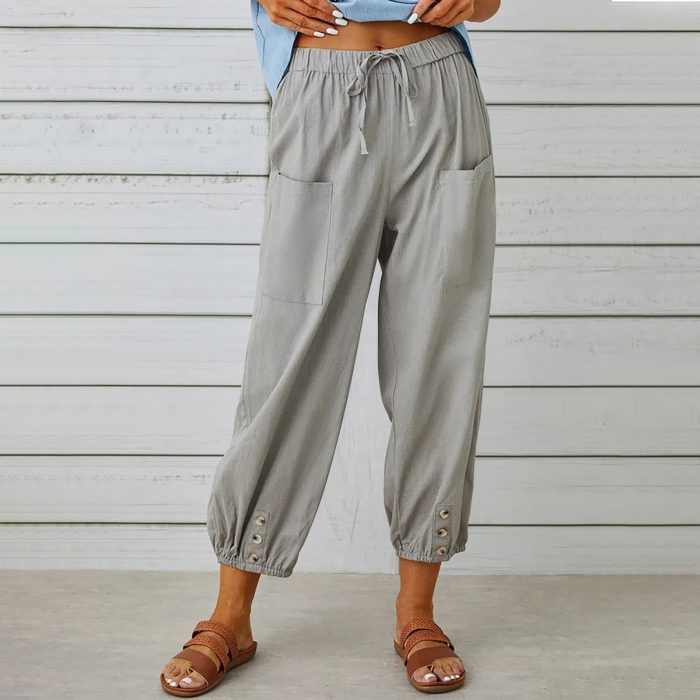 drawstring tie cotton trousers8f 6