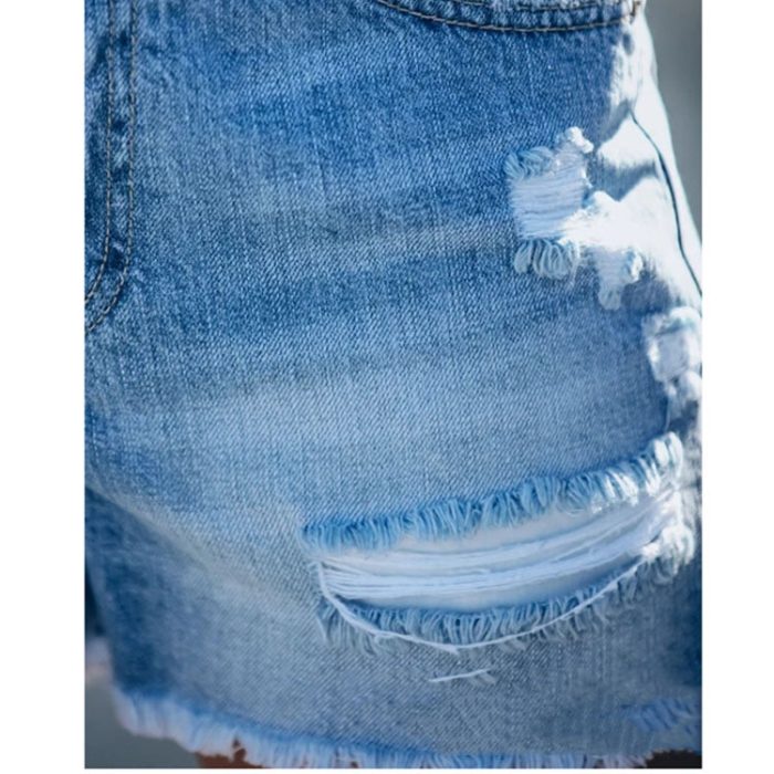 fringed denim shorts ripped stitching16