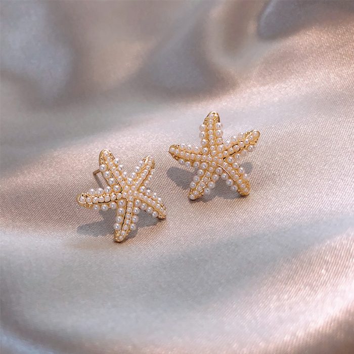 pineapple starfish pearl earrings6 1