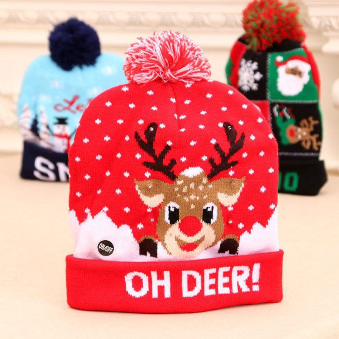 christmas knitted beanie with lights7e42