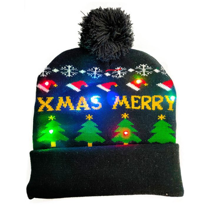 christmas knitted beanie with lights95