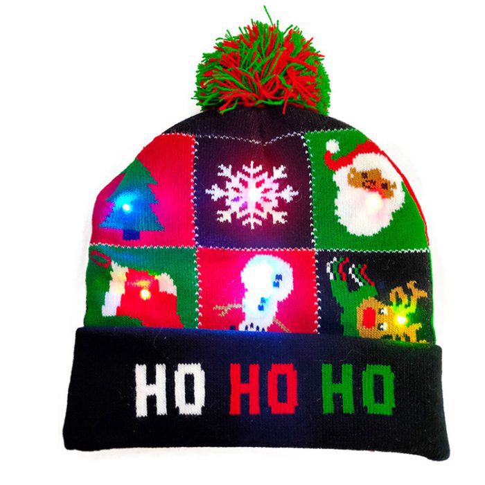 christmas knitted beanie with lightse 1