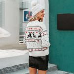 christmas knitted sweater with cute elk and heart print46e9