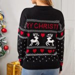 christmas knitted sweater with cute elk and heart print5b3c