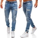 denim fabric frosted zipper design sports jeans