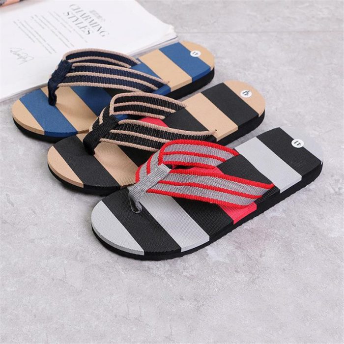 fashion men summer stripe flip flops3
