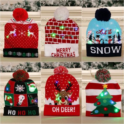 led style christmas knitted beanie