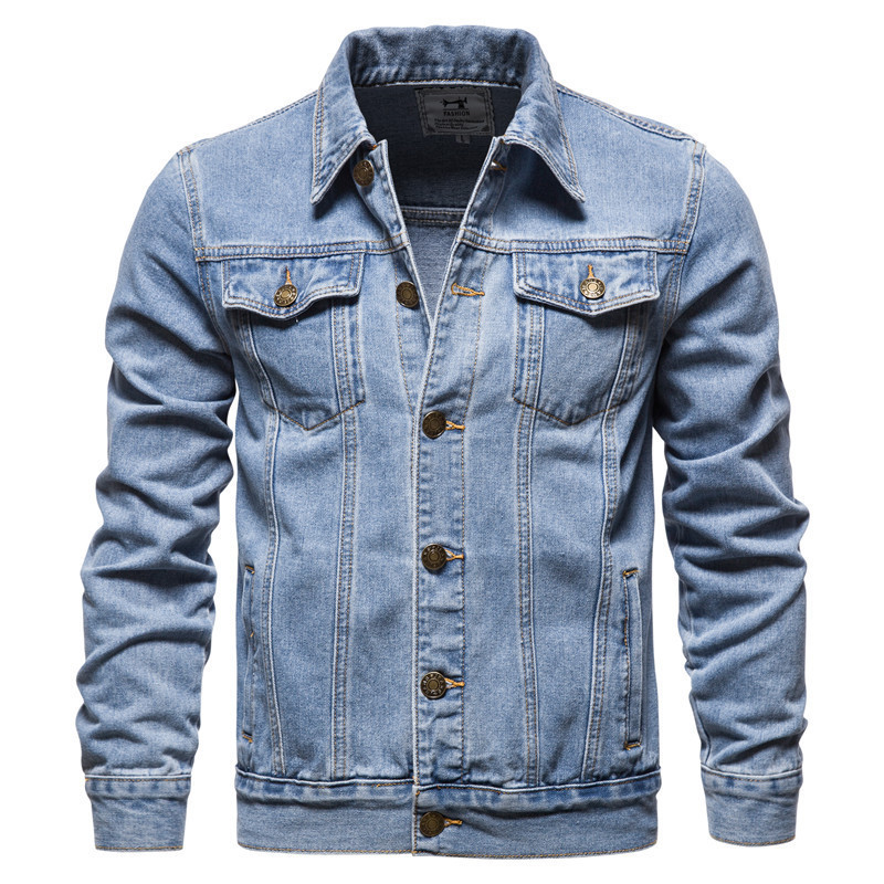 mens denim cotton casual slim jacket 8