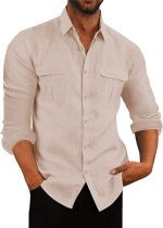 mens double pocket cotton linen shirts9 6