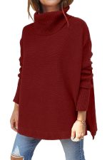 mid length turtleneck batwing with slit hem5