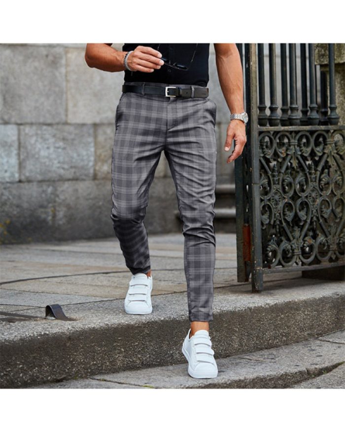 plaid print pants mens casual7 6