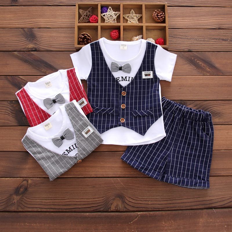 two piece baby boy short sleeve vest9 Toddler boy short sleeve vest ensemble