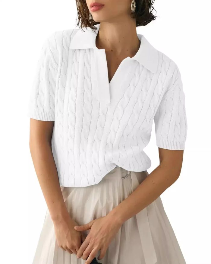 Short-sleeve Knit Pullover for Women