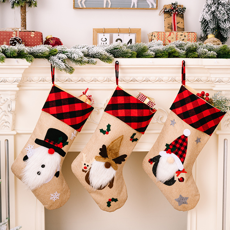 Holiday Stocking with Plaid Pattern