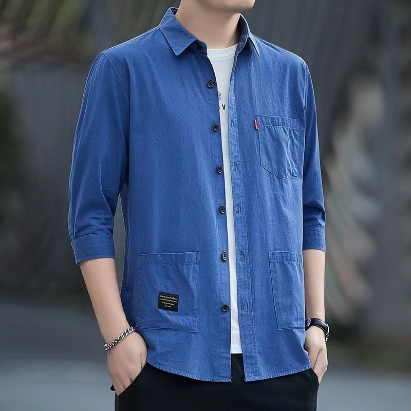 Short Sleeve Lapel Shirt with Pocket