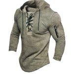 Men's Lace-Up Pullover Hoodie