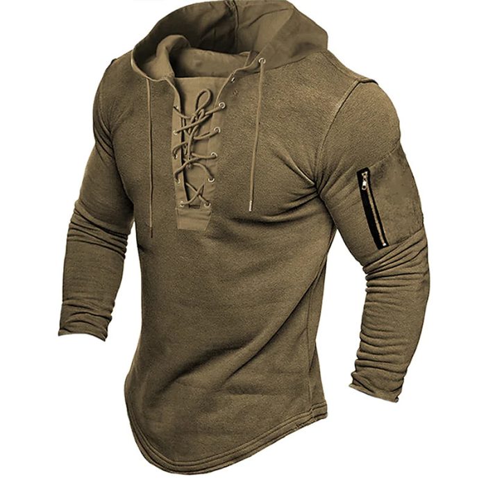 Casual Pullover Hoodie with Lace Detail