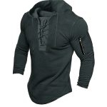 Pullover Hoodie with Lace-Up Design for Men