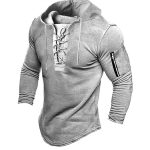 Pullover Hoodie for Men with Lace-Up Feature