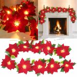 Red Floral Fairy Lights for Entryway