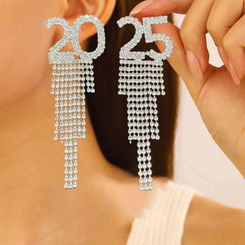 Fashionable Rhinestone Earrings for New Year 2025