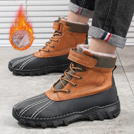 Versatile Anti-Slip and Waterproof Lace-up Boots for Winter Adventures