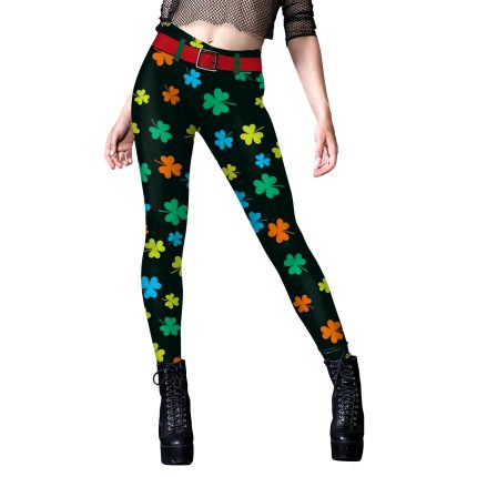 Festive Green Shamrock Leggings for St. Patrick's Day