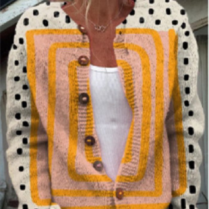 Trendy Women's Cardigan with Artistic Digital Print