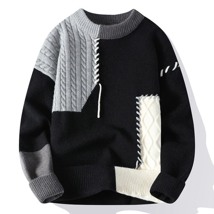 Warm Full Sleeve Colorblock Pullover for Men