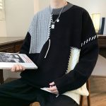 Men's Long Sleeve Sweater in Warm Colorblock Design