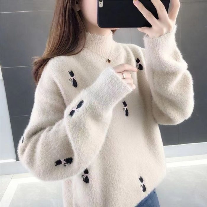 Fashionable Women's Mink Velvet Sweater with Waterproof Features