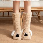 Cozy Cartoon Dog Plush Socks for Women