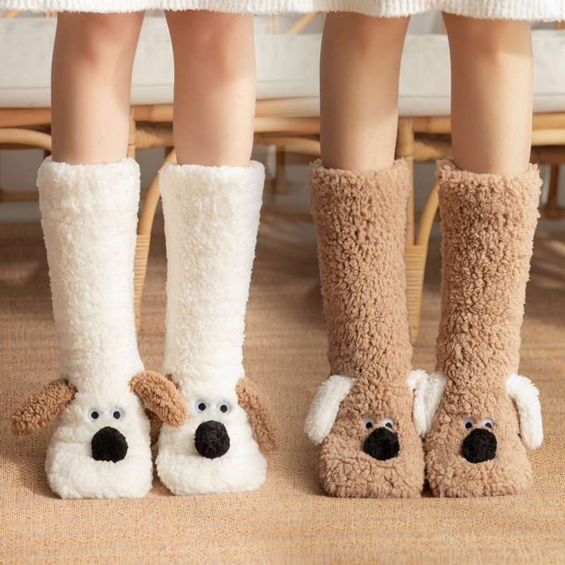 Winter Socks with Cartoon Dogs for Women