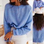 Stylish Women’s Blue Sweater with Long Sleeves