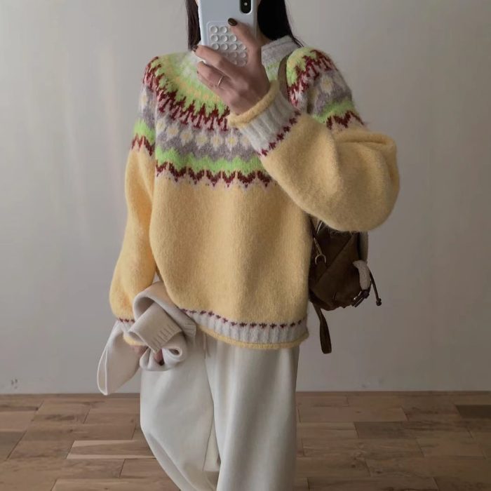 Casual Retro Knit Sweater for Women