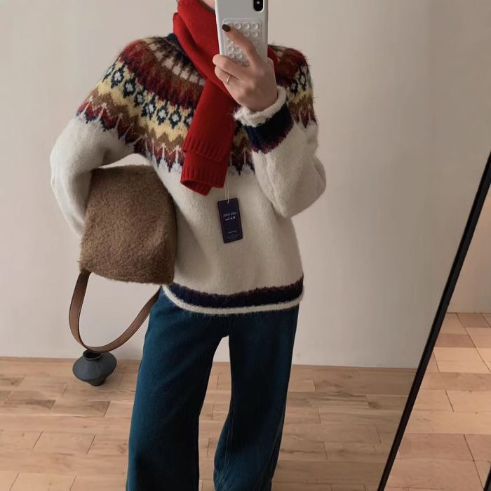Stylish Vintage Long Sleeve Sweater