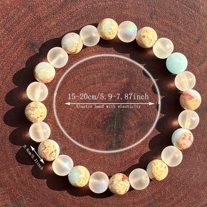 Artisan Gemstone Bracelet with Wood Pattern