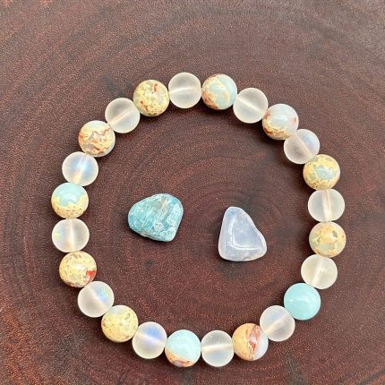 Handmade Gemstone Bracelet with Wooden Design
