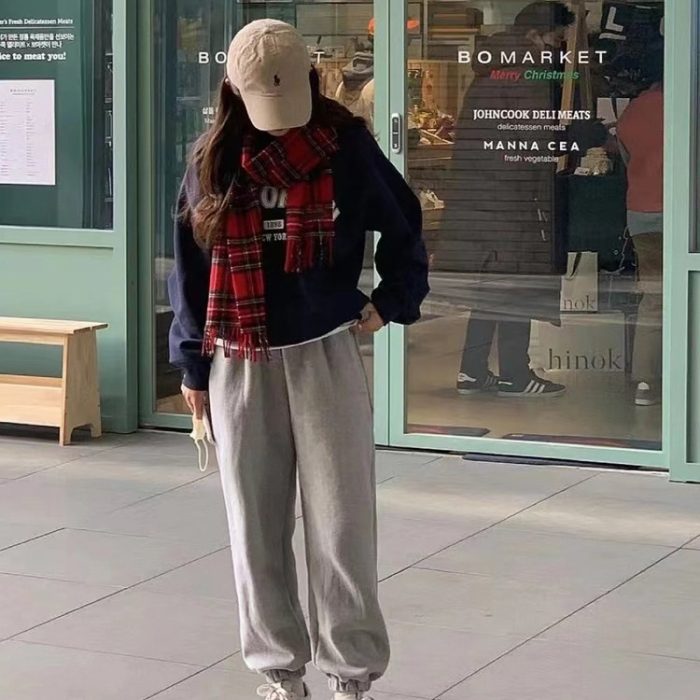 Scarlet Checked Wool Scarf