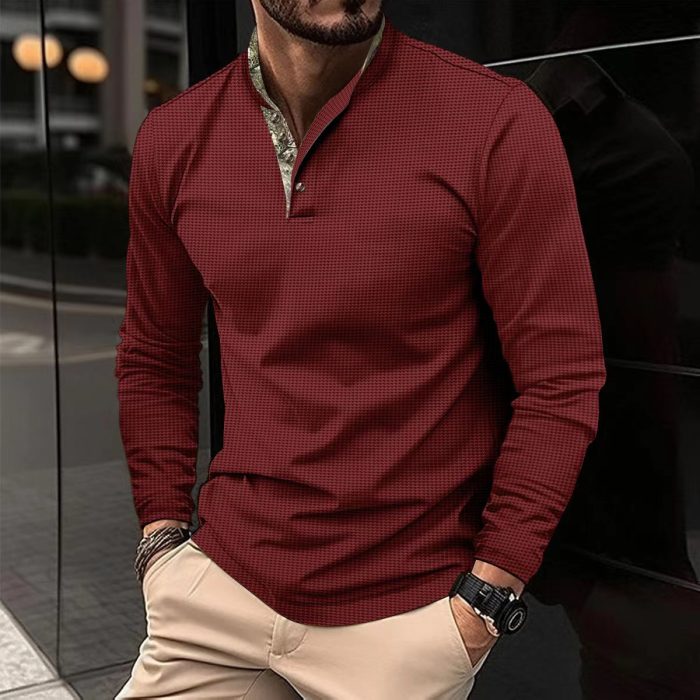 Men's Long Sleeve Waffle Knit Polo