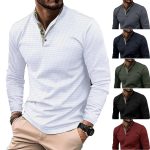 Premium Long Sleeve Waffle Polo with Collar